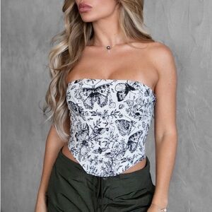 Butterfly tapestry corset sexy top